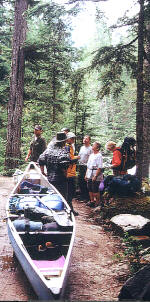 Bowron Lake Trip: An interpretive moment on the well-maintained portage trail.