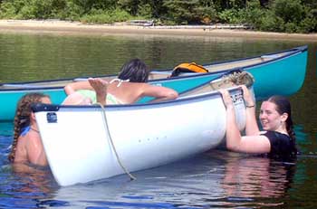 Practising canoe entry on a hot day