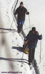 Cross-country / back-country skiing on Indianpoint Lake, Bowron Lakes